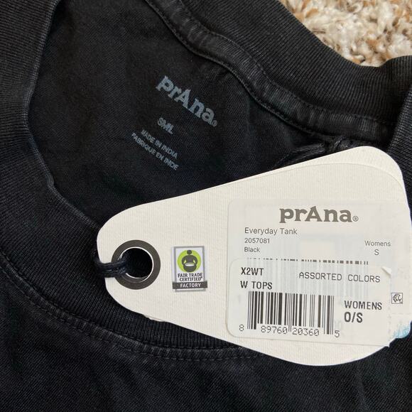 Prana Everyday Tank Womens S Black Vintage Wash Standard Fit Regenerative Cotton - Picture 6 of 9